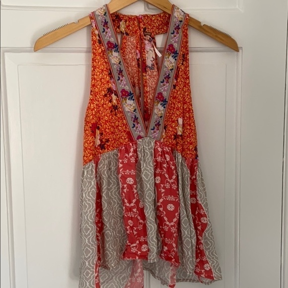 Free People floral patterned tank with back cutout - Picture 3 of 7